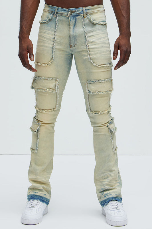 NovaMen Can I Cargo Stacked Skinny Flare Jeans