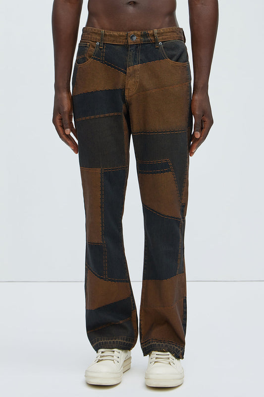 NovaMen Verdugo Stacked Slim Flare Jeans - Brown