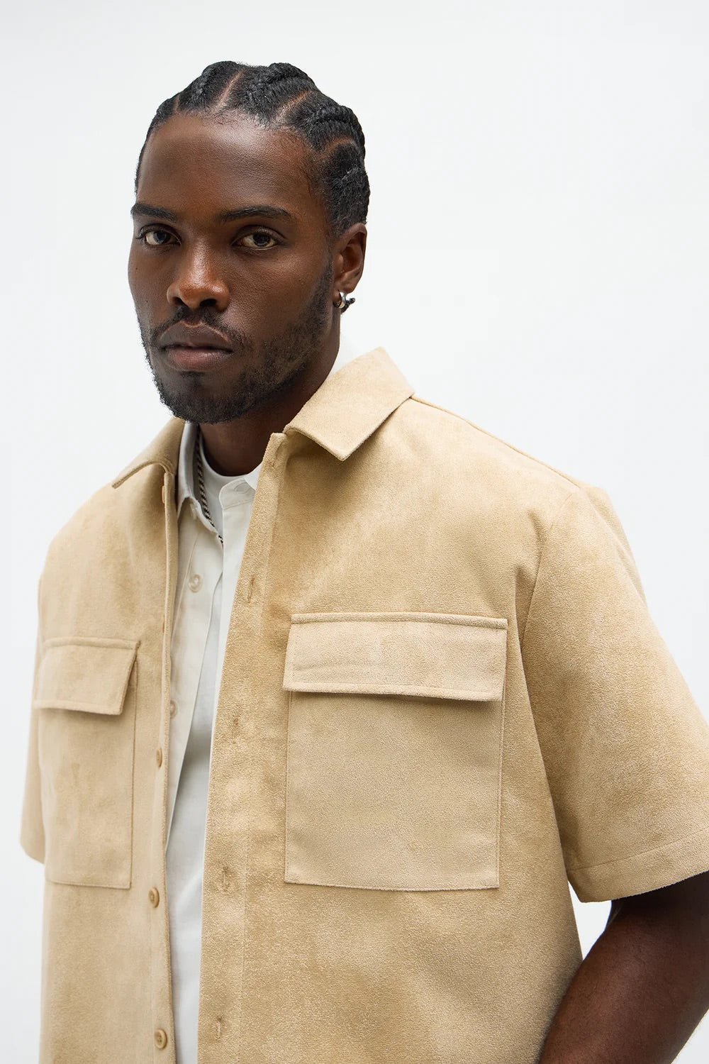 NovaMen Relaxed Brushed Double Pocket Button Up Shirt - Tan