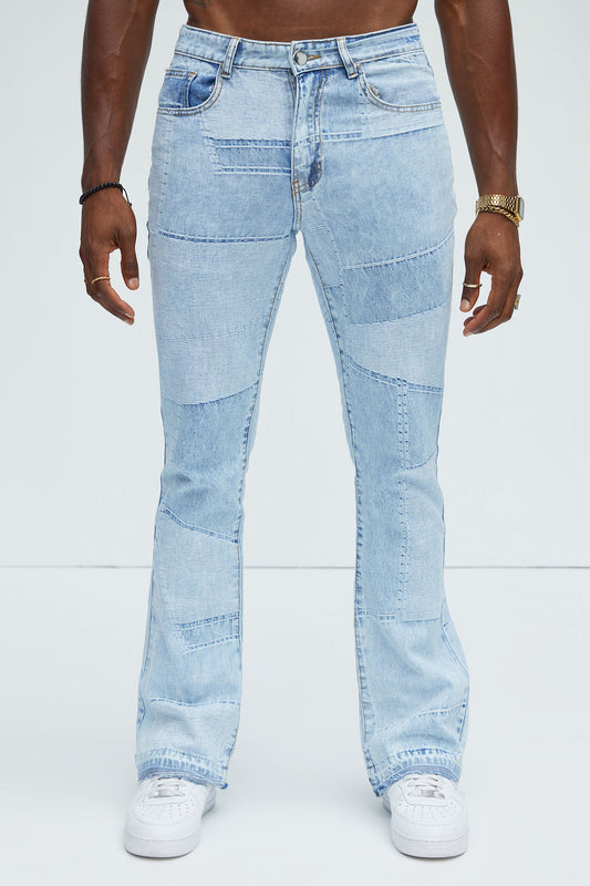 NovaMen Verdugo Stacked Slim Flare Jeans - Light Blue Wash