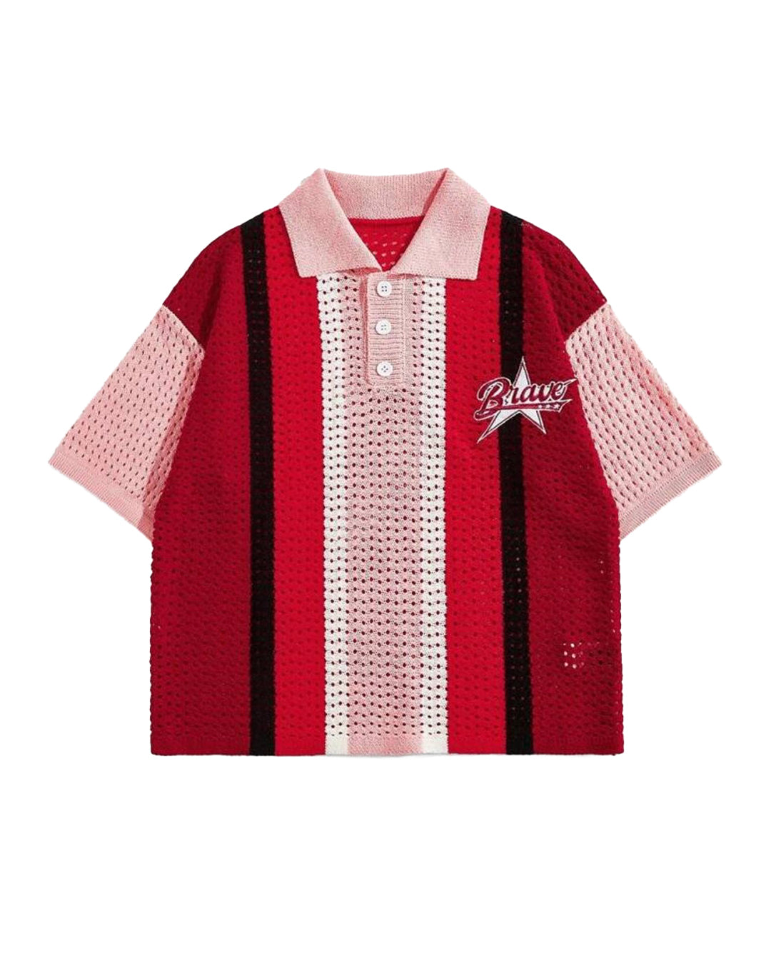 ROMWE Men's Brave Knit Shirt - Red [OVERSIZED]