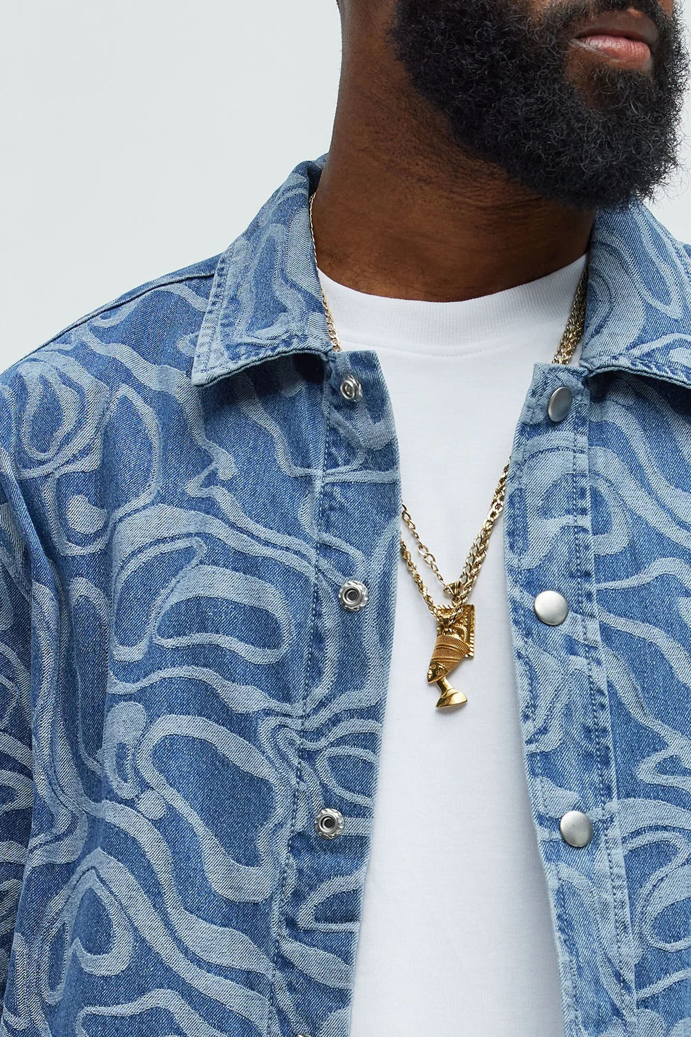 NovaMen Fingerprints Swirl Denim Shirt