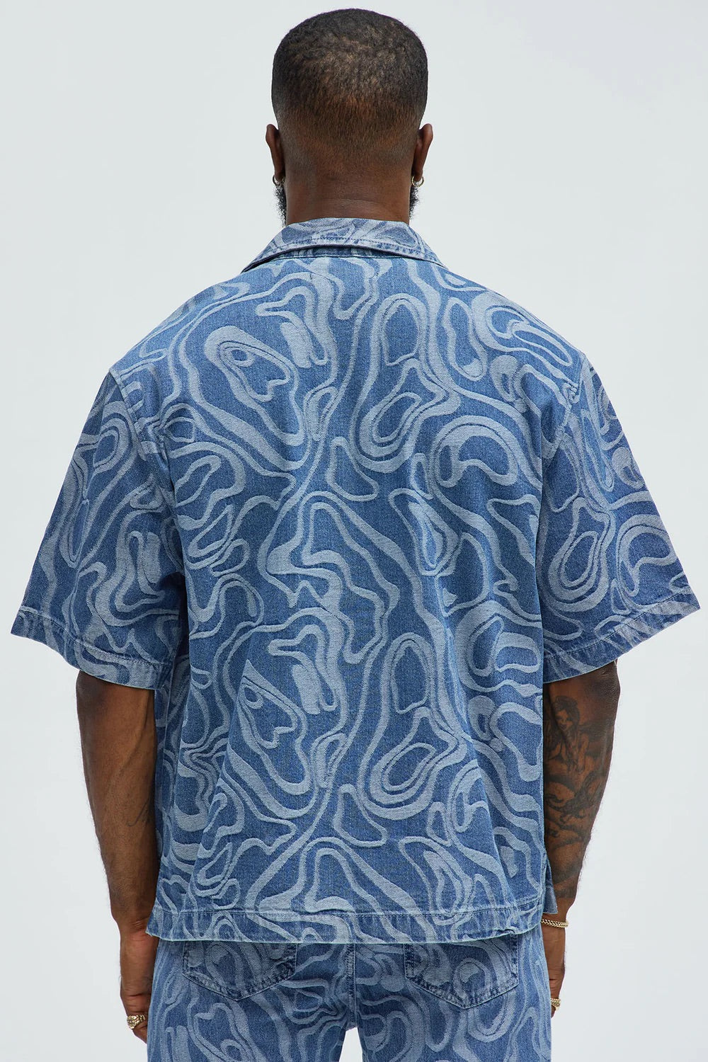 NovaMen Fingerprints Swirl Denim Shirt