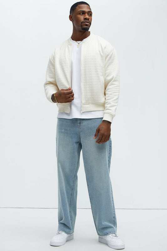 NovaMen Buck Textured Bomber Jacket - Off White