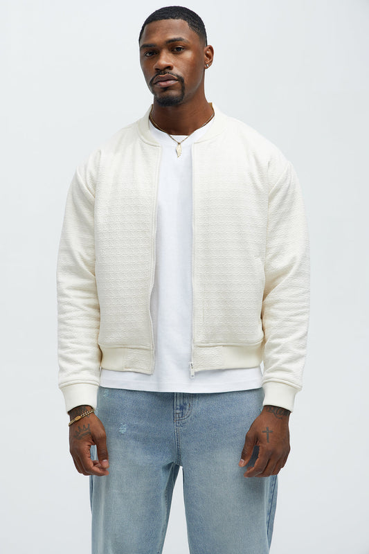NovaMen Buck Textured Bomber Jacket - Off White