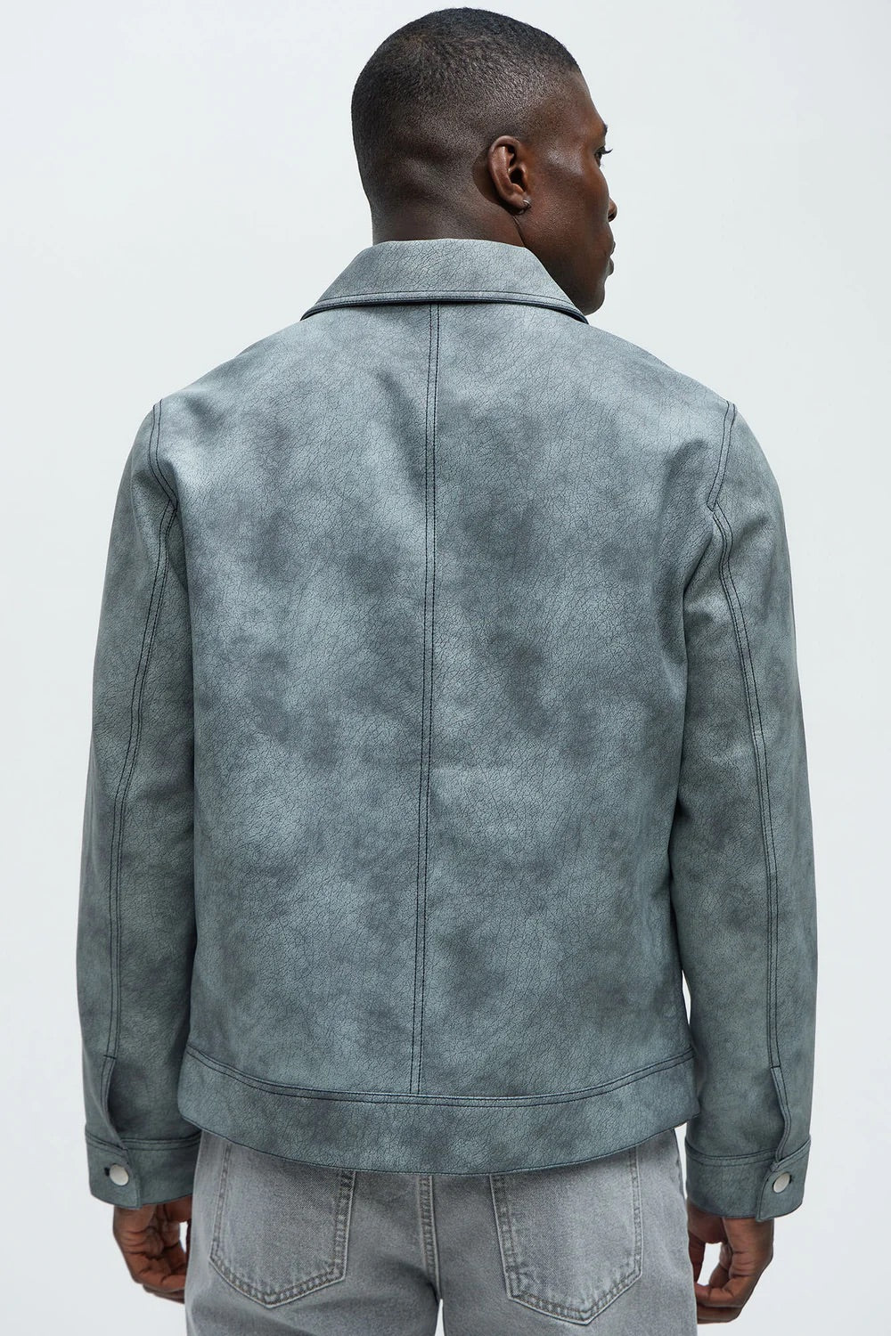 NovaMen Ellis Faux Leather Jacket - Grey