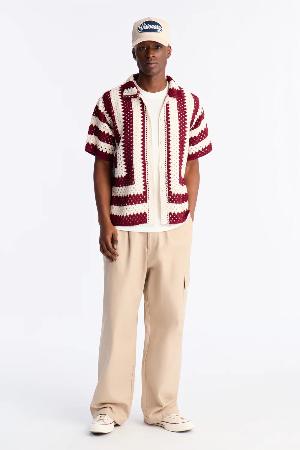 NovaMen Left Turns Crochet Button Up Shirt