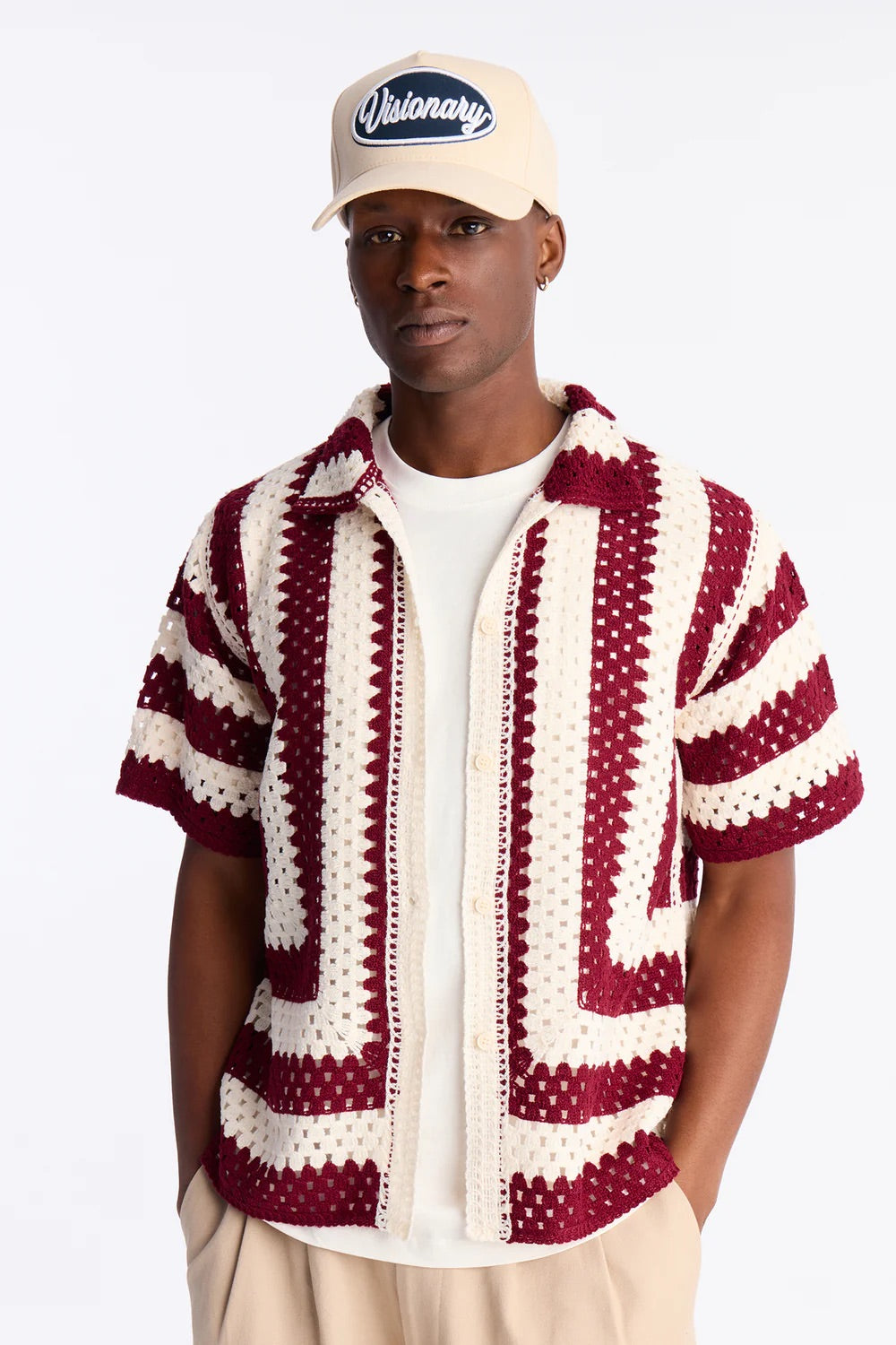 NovaMen Left Turns Crochet Button Up Shirt