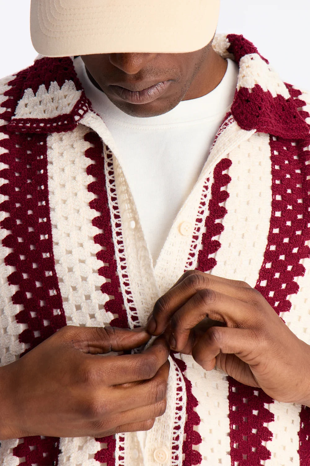 NovaMen Left Turns Crochet Button Up Shirt