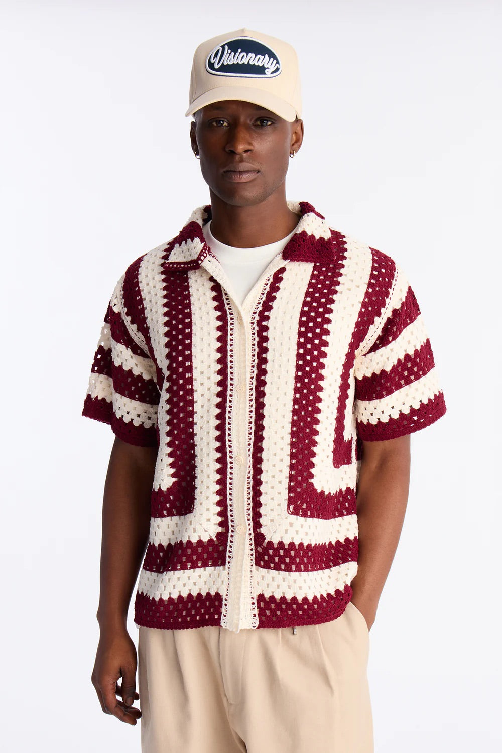 NovaMen Left Turns Crochet Button Up Shirt