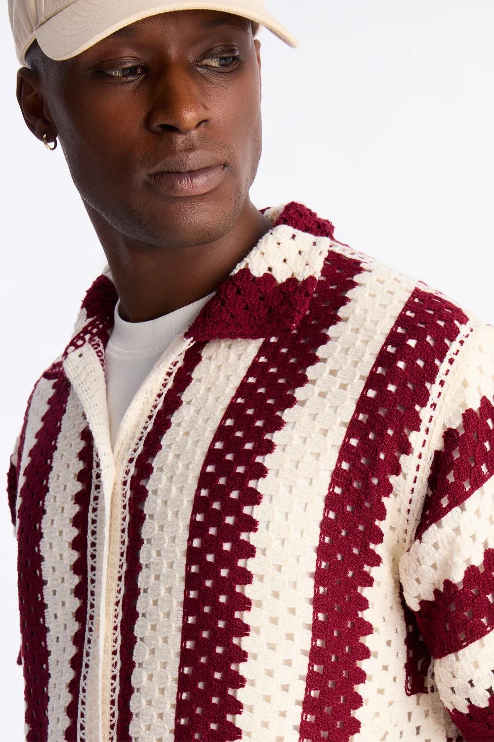 NovaMen Left Turns Crochet Button Up Shirt