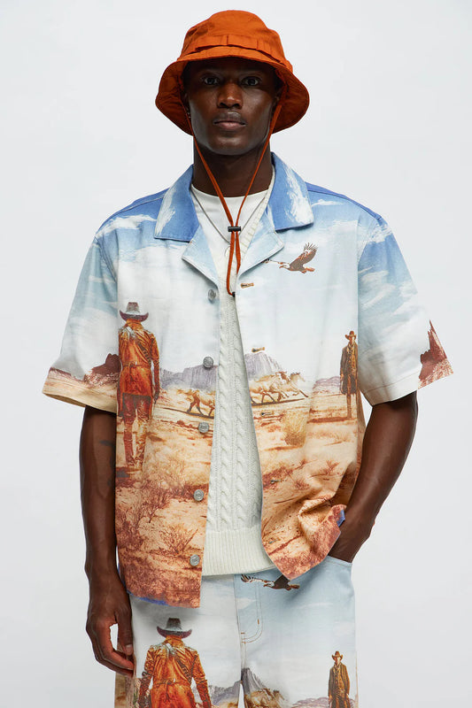 NovaMen Stand Off Cuban Collar Shirt