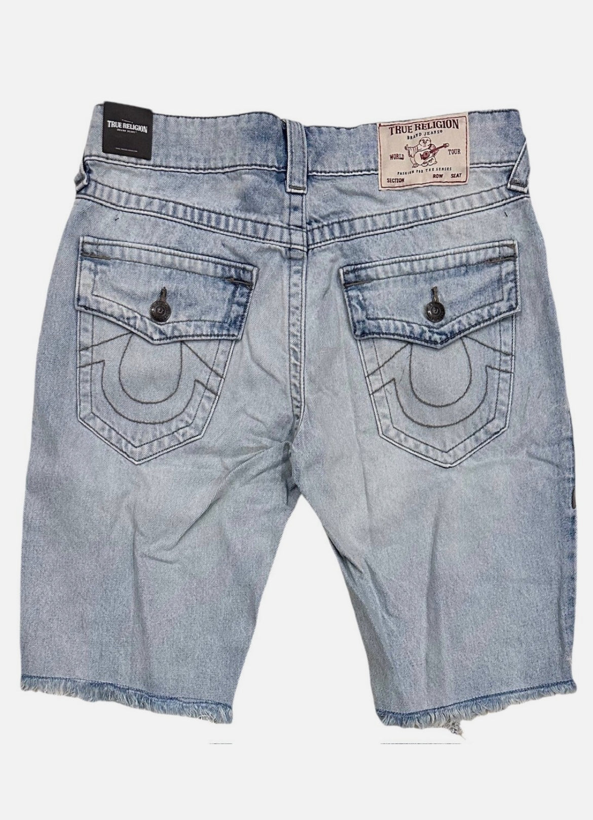 True Religion Men’s Ricky Relaxed Distressed Denim Jeans Shorts