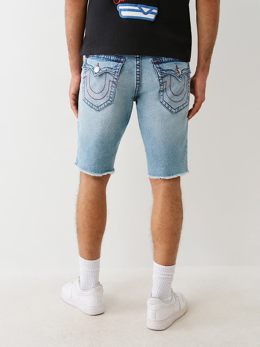 True Religion Men’s Ricky Distressed Frayed Short (CRUISELINE MEDIUM WASH W/ RIPS)