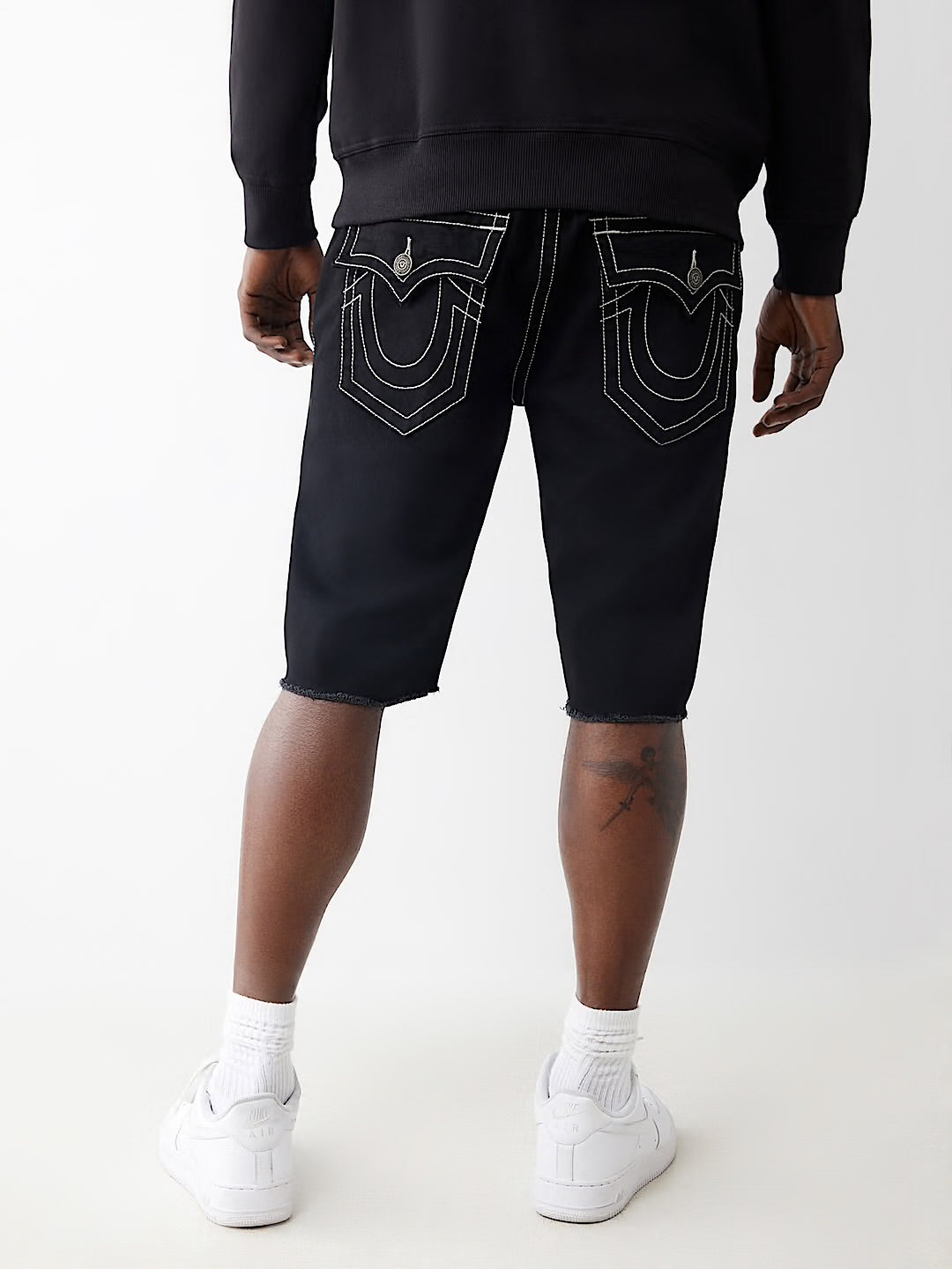 True Religion Men’s Ricky Frayed Denim Short (Black Rinse)