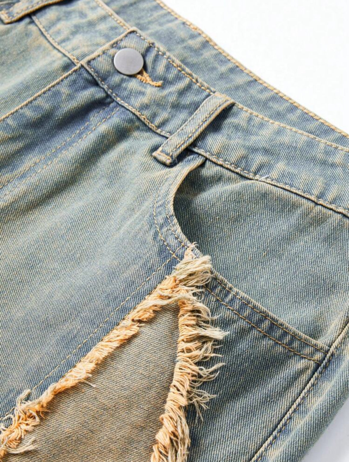 ROMWE Men’s Raw Trim Star Denim Shorts