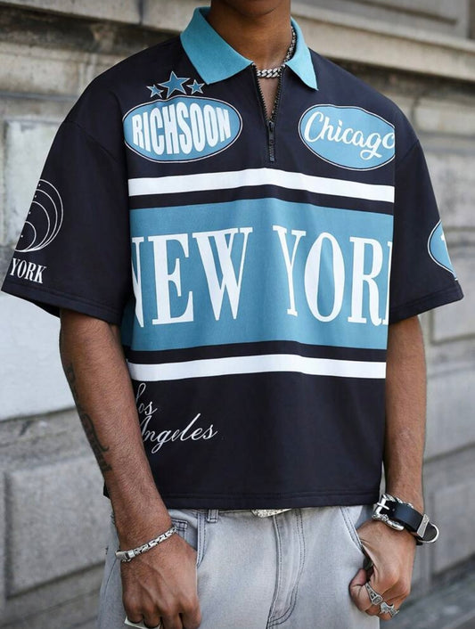 Manfinity Men's Patchwork Cropped T-Shirt [OVERSIZED]