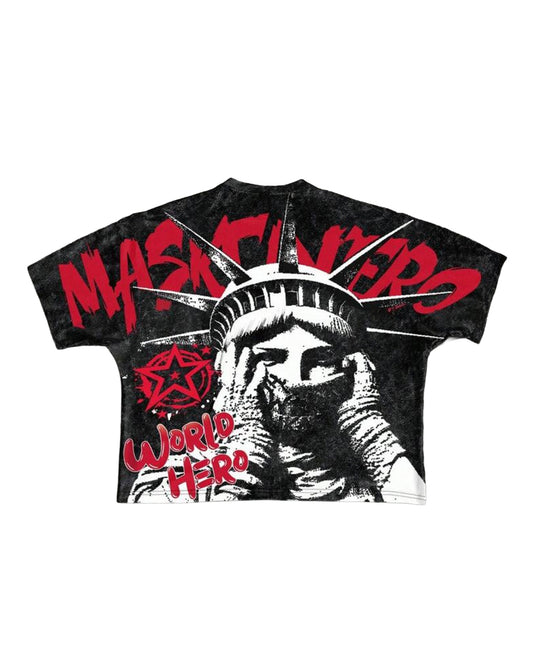Manfinity Men's World Hero Cropped T-Shirt [OVERSIZED]