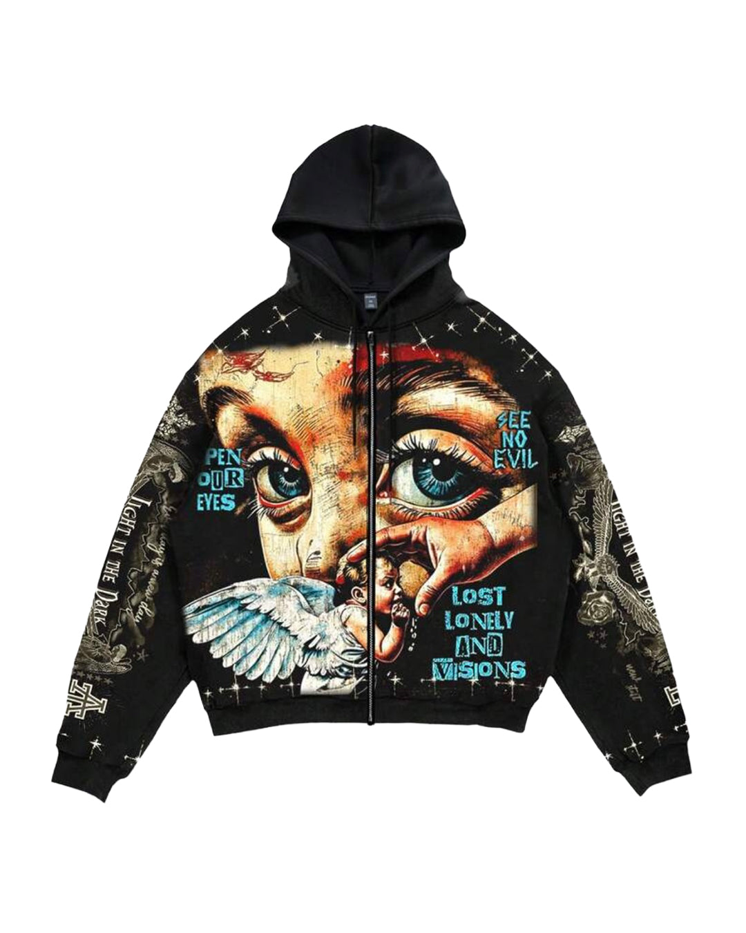 ROMWE Men's See No Evil Hoodie