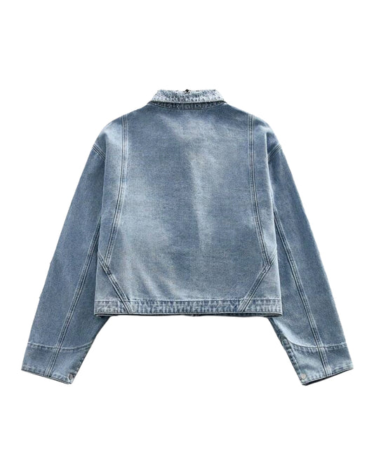 ROMWE Men's Denim Jacket - Washed Blue [OVERSIZED+RHINESTONES]