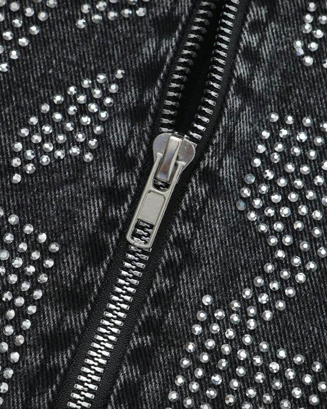Manfinity Men's LA' Denim Jacket - Washed Black [OVERSIZED+RHINESTONES]