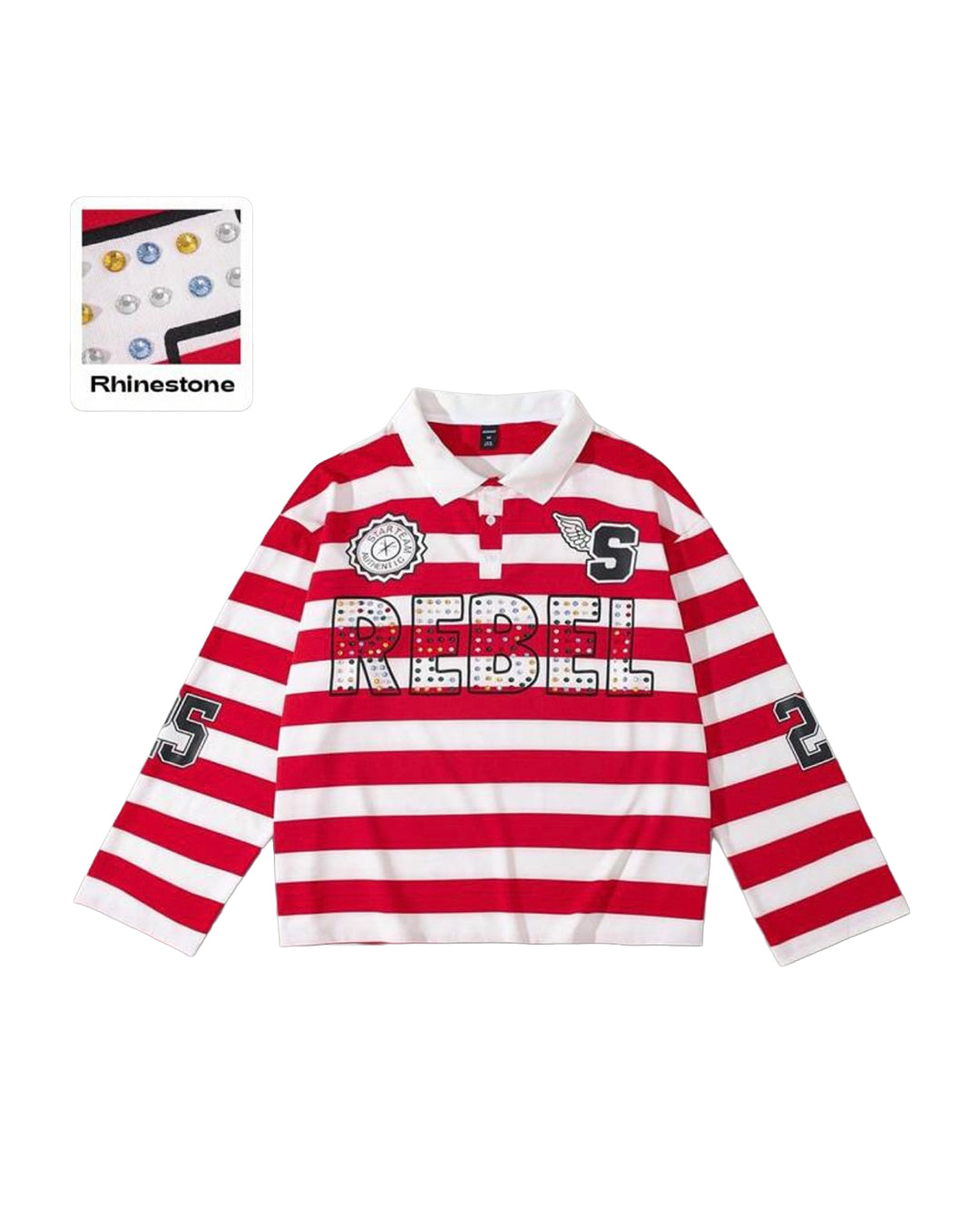 ROMWE Men's Rebel Long Sleeve T-Shirt [OVERSIZED+RHINESTONES]