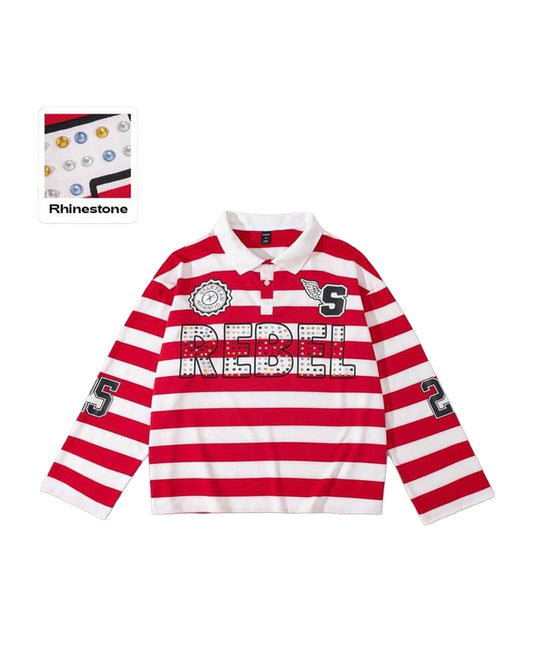 ROMWE Men's Rebel Long Sleeve T-Shirt [OVERSIZED+RHINESTONES]