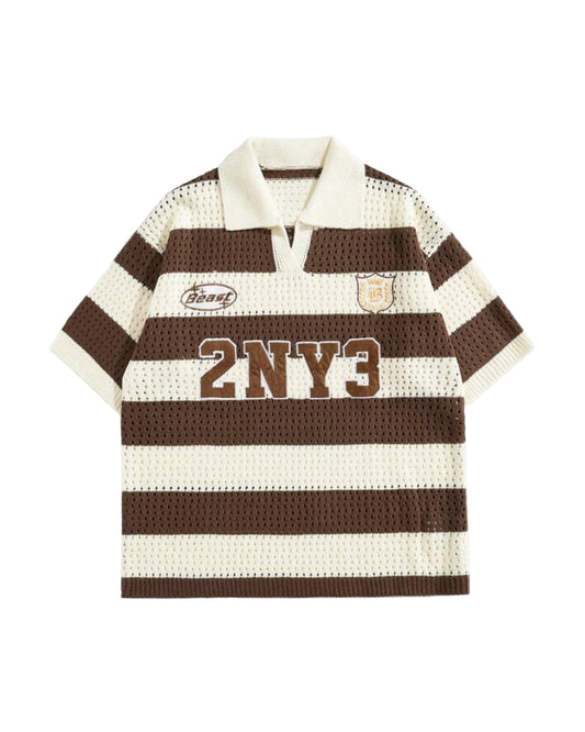 ROMWE Men's Embroidery Knit Sweater Polo Shirt [OVERSIZED]