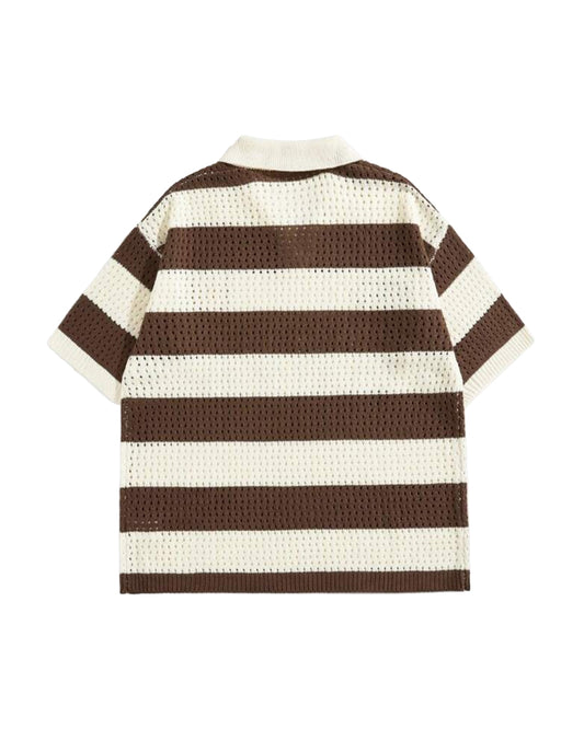 ROMWE Men's Embroidery Knit Sweater Polo Shirt [OVERSIZED]