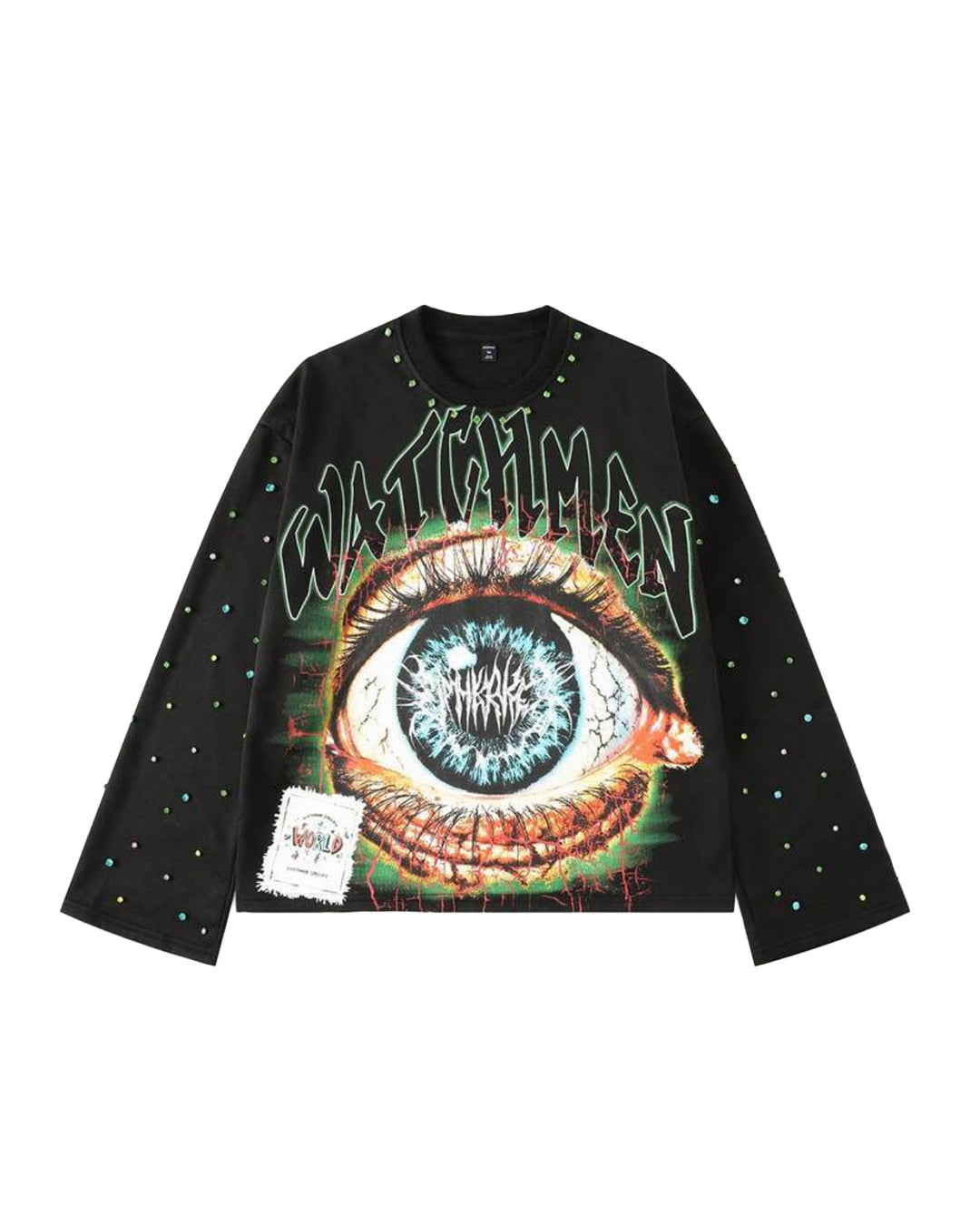 ROMWE Men's Watchmen Long Sleeve T-Shirt [OVERSIZED+RHINESTONES]