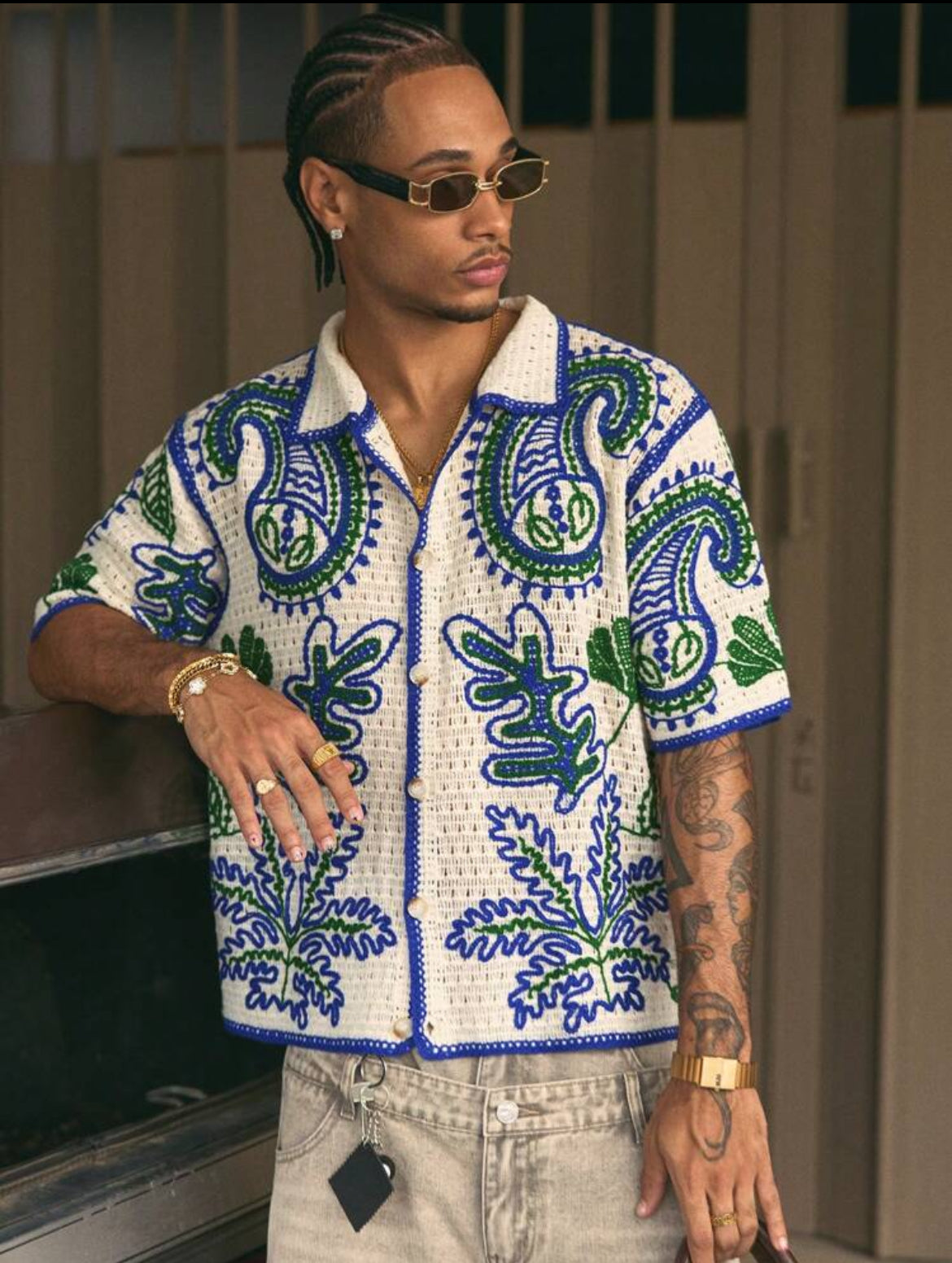 Manfinity Men's Cashew Flower Shirt [OVERSIZED]