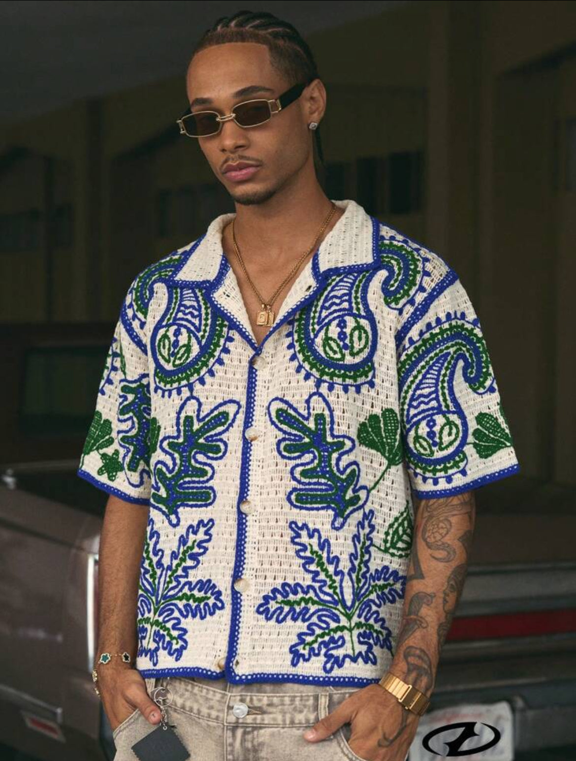 Manfinity Men's Cashew Flower Shirt [OVERSIZED]
