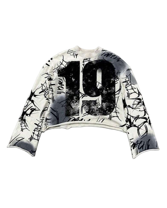 Manfinity Men's Cropped '19 Long Sleeve T-Shirt [OVERSIZED]