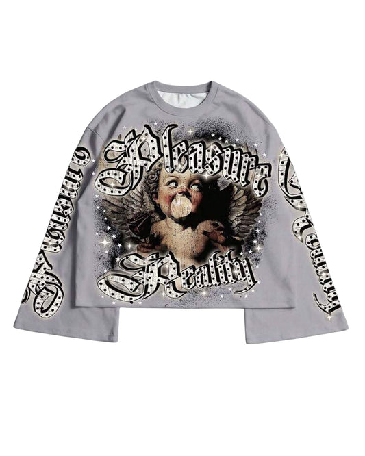 Manfinity Men's Pleasure Reality Long Sleeve T-Shirt - Grey [OVERSIZED]