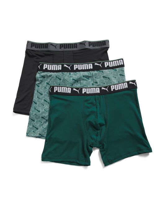 Puma Men's 3pk Sportstyle Boxer Briefs (Black/Green)