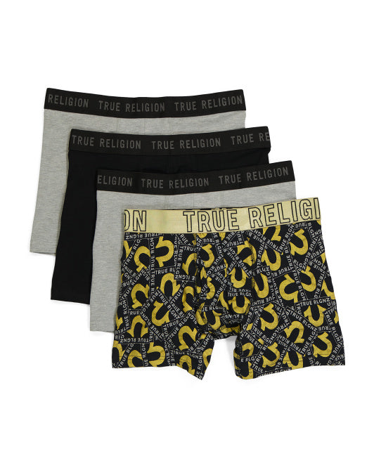 True Religion Men's 4pk Cotton Boxer Briefs