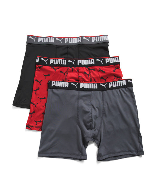 Puma Men's 3pk Sportstyle Boxer Briefs (Black/Red)